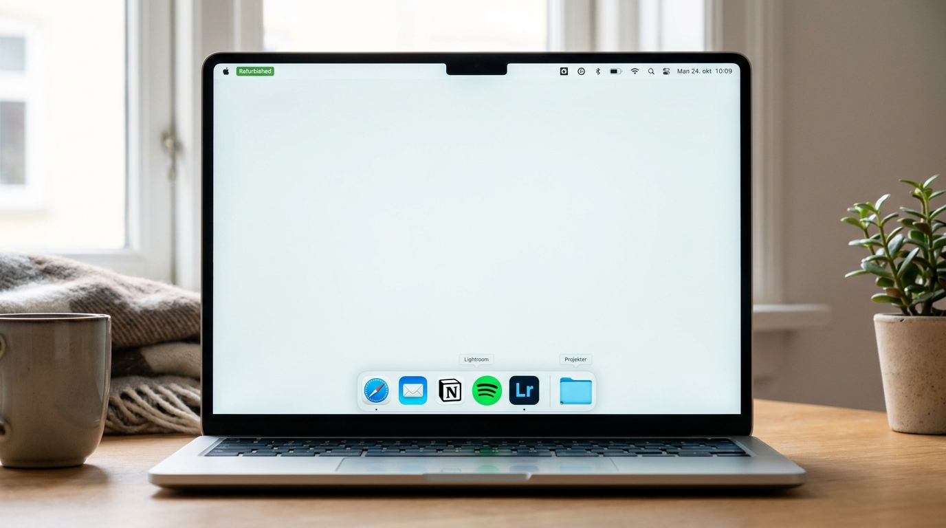 MacBook skrivebord med Dock og Menubar